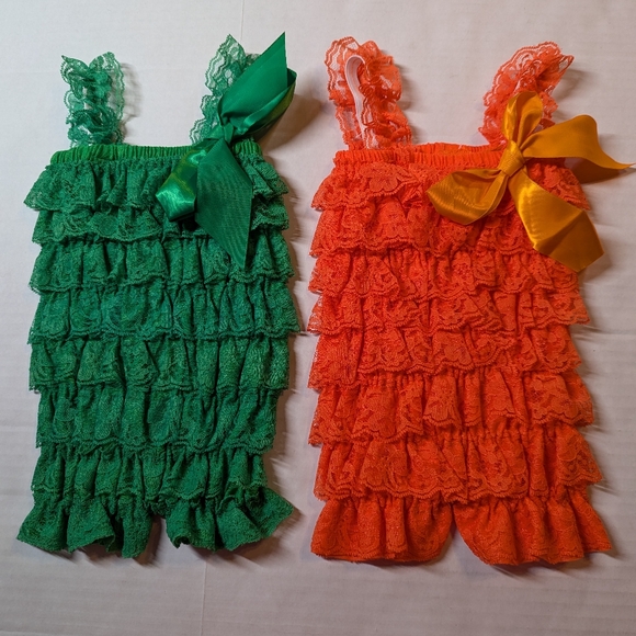 Lilly Bow Peep Lace Rompers Set Of 2 Size S (0-3 Months) BNWOT - Picture 1 of 8